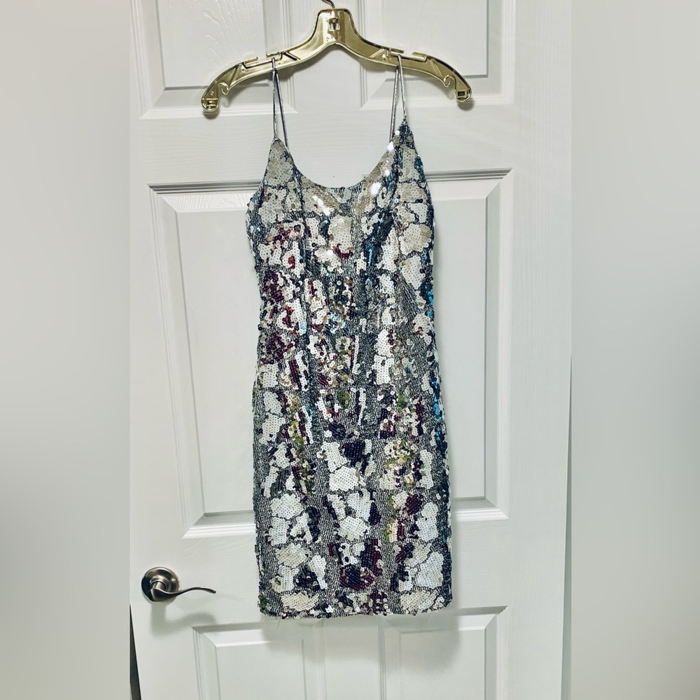 Sequin Mini Dress - Silver and Black
